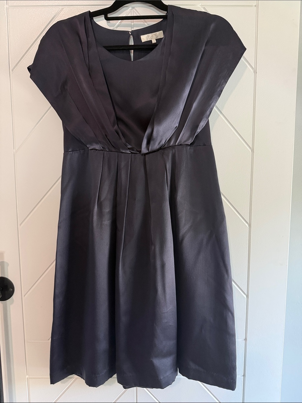 KUMIKYOKU PRIER 100% Silk Pleated Cocktail Dress Grey Japanese Sz 2 US XS/S